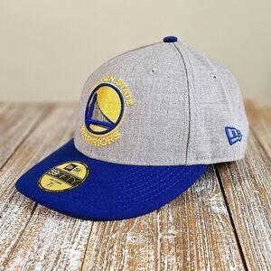 Golden State Warriors New Era Hat Cap Low Crown Grey Blue Gold 59FIFTY 7 1/4 GSW